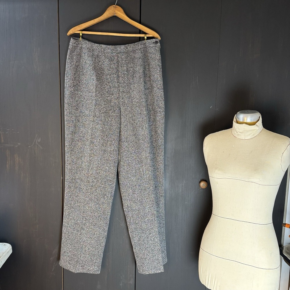 Ell Jay Collection‎ Womens Pants Gray Black Marilena Size 14 Stretch Business